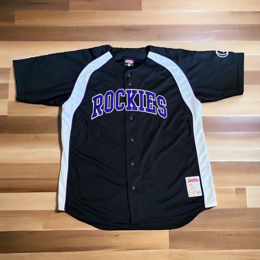 Vintage Colorado Rockies Stitches Athletic Wear Baseball MLB XL Jersey Black MLB